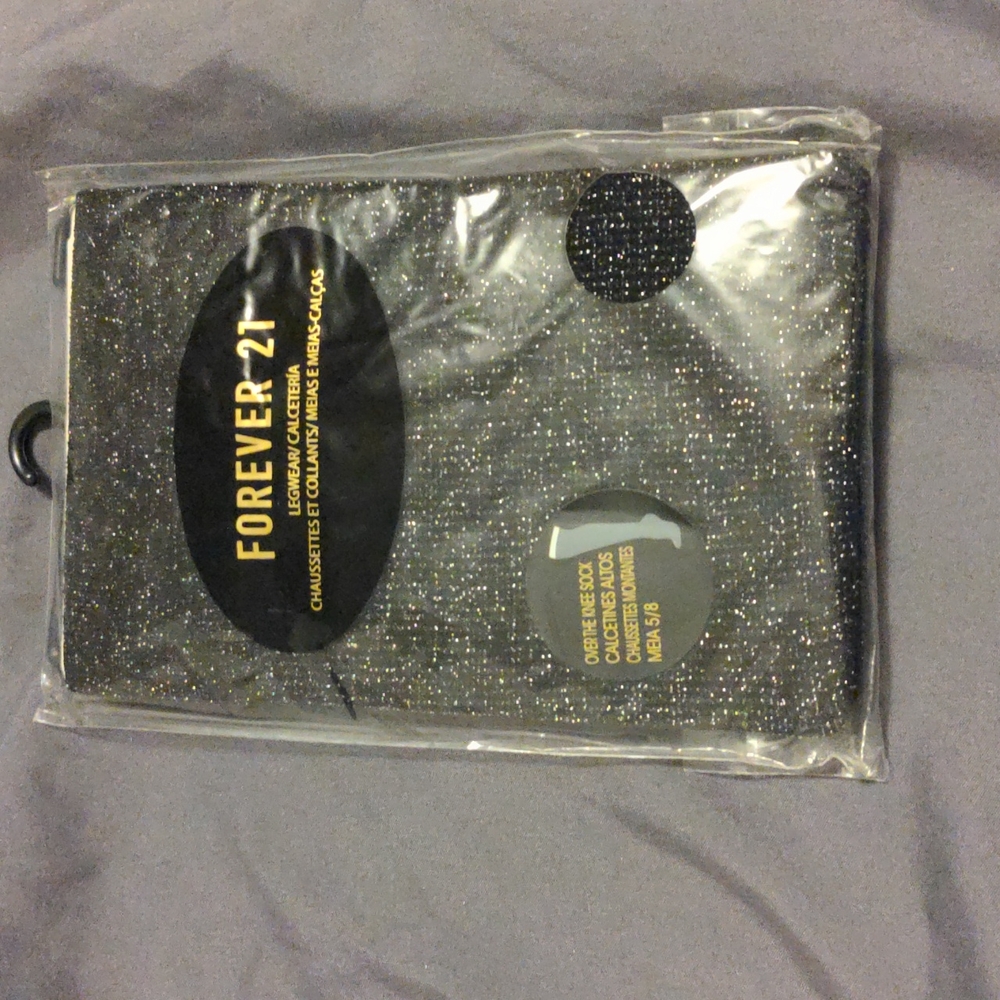2 packs of single pair Black shimmer over- the- knee socks
